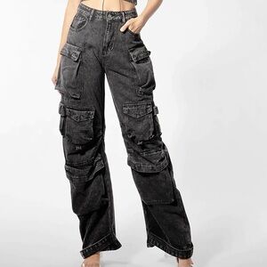 Cargo Pants Low Waist Baggy Jeans Y2K Pocket Wide Leg Casual